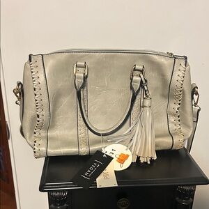 Moda Luxe Silver Satchel Bag